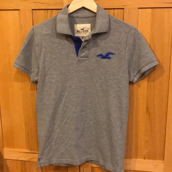 Hollister grey polo shirt Clearance